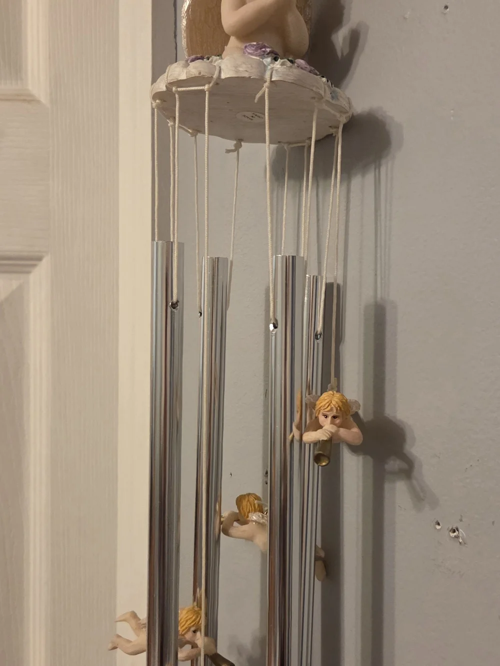 Angel Wind Chime Wall Hanging - Cream & Gold